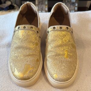 Gold Slip-On Women’s Sneakers in Genuine Calf Leather